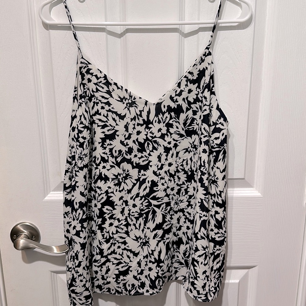 Black & White Floral Satin Cami Top